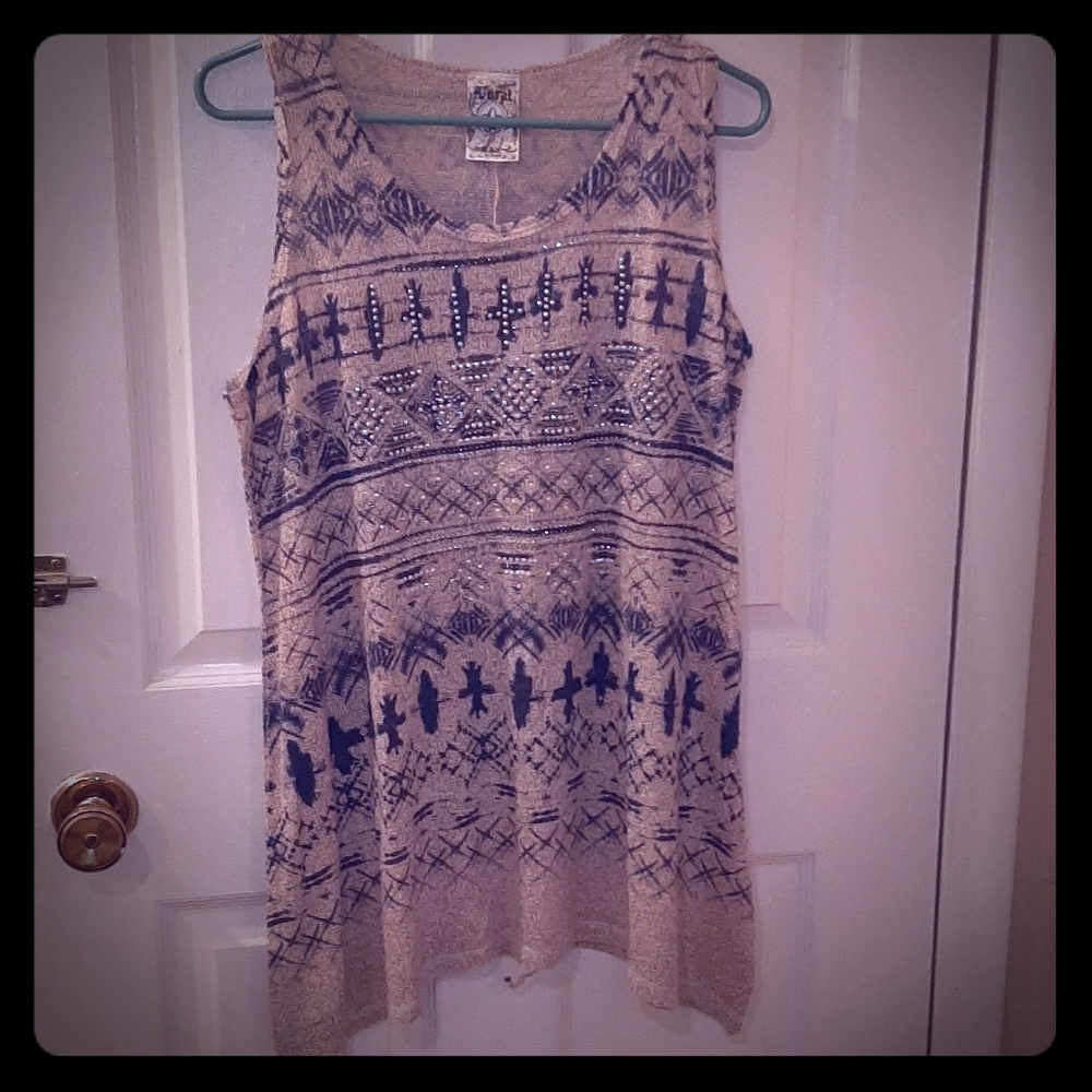 Blingy blue and beige tunic